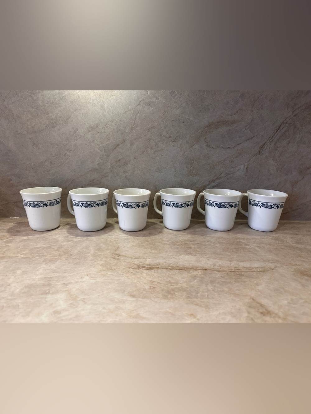 Vintage Pyrex Old Town Blue Onion Mugs Set of 6 Corning 1410